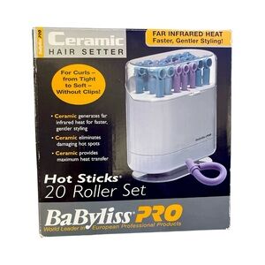 Babyliss Pro Ceramic Hot Sticks Curlers Hair Setter 20 Roller Set Curls BABHS19R